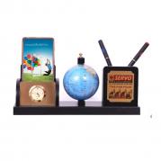 Wooden Table Beauty with Globe & Time