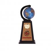 Wooden Table Tower with Globe & Time